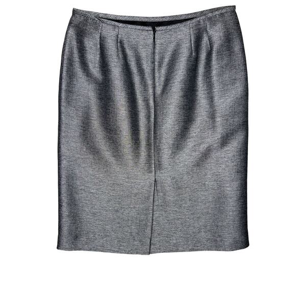 Kasper Size 12 P Silver Skirt Suit Full Button Front Pocket Jacket Wedding - Picture 10 of 12